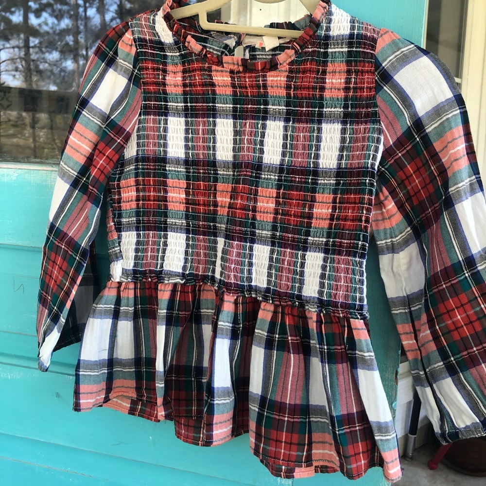 Crewcuts Stuart plaid girls holiday top
